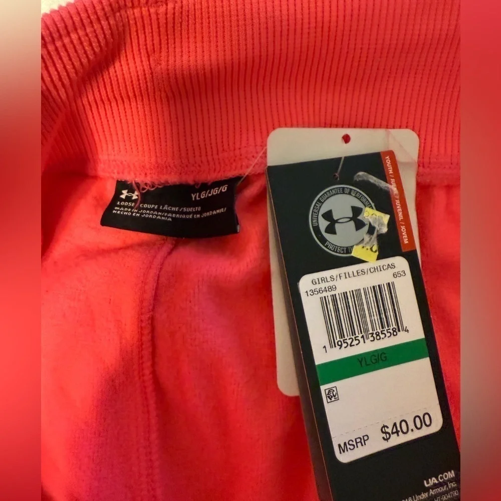 Under Armour Girls Armour Fleece Sweat Pants Pink Size L